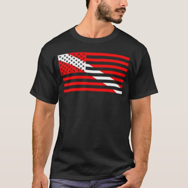Scuba Flagga Diver Down American Flagga Usa Diving T Shirt (Framsida)