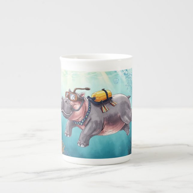 Scuba Hippo underwater Benporslin Mugg (Framsidan)