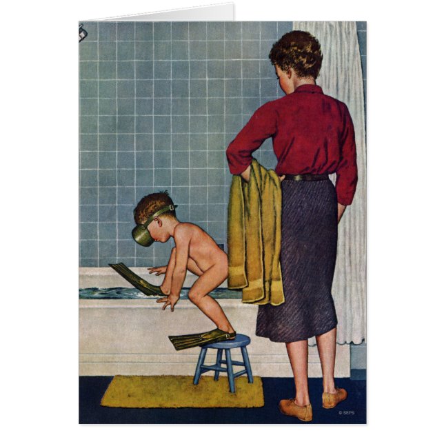 Scuba i bada hälsningskort (Framsidan)