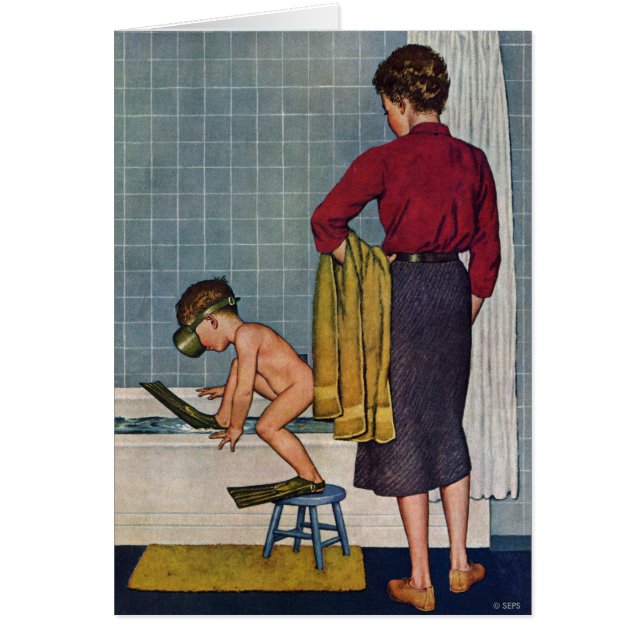 Scuba i bada hälsningskort (Framsidan)