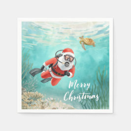 Scuba-jultomte under julen under vattnet pappersservett