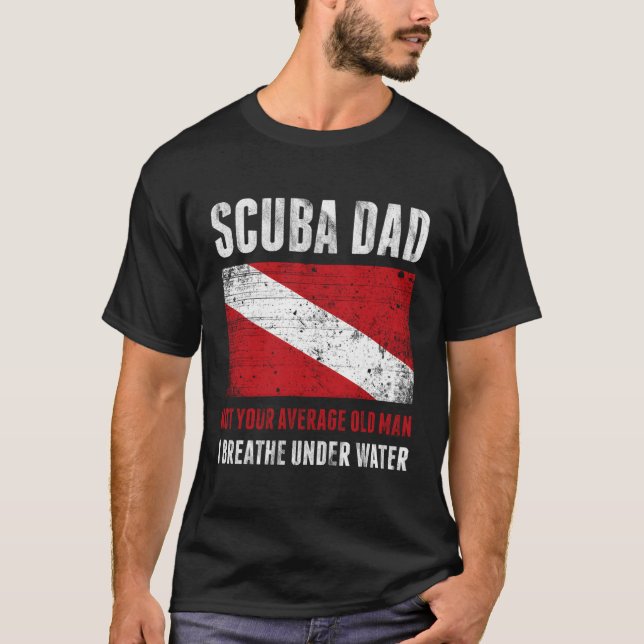 Scuba Pappa I Breathe under Vatten Dive Flagga Pap T Shirt (Framsida)