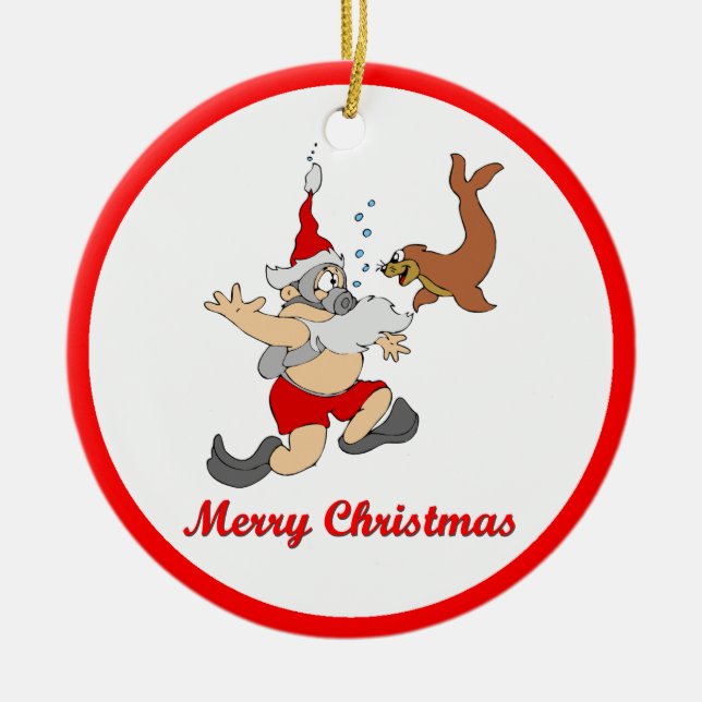 Scuba Santa Julgransprydnad Keramik (Framsidan)