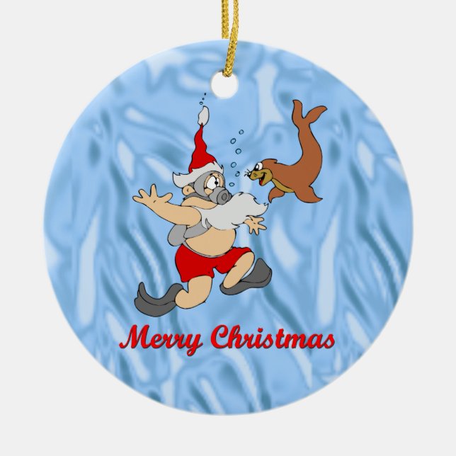 Scuba Santa Julgransprydnad Keramik (Framsidan)