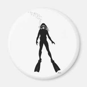 ScubadykareSilhouette (kvinnan) Magnet