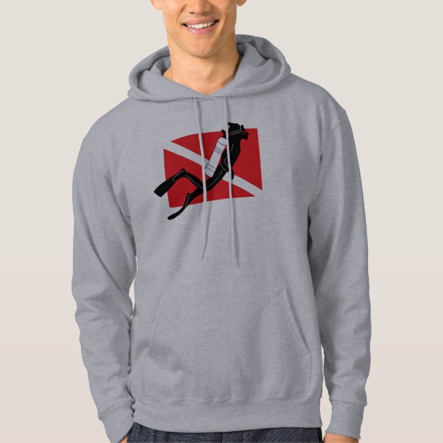 SCUBAdykflagga med den Male SCUBAdykaretröjan Hoodie (Framsida)