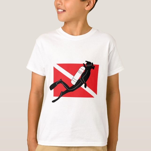 SCUBAdykflagga med Male SCUBAdykareungar Tee (Framsida)
