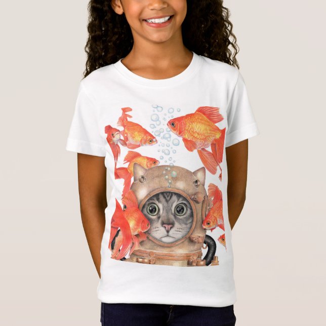 Scubakatt bland fiskarna t shirt (Framsida)