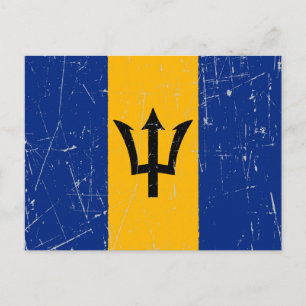 Scuffed and Scratched Barbados Flagga Vykort