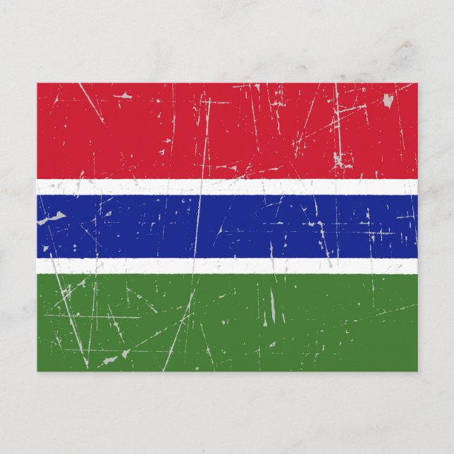 Scuffed and Scratched Gambia Flagga Vykort (Framsida)
