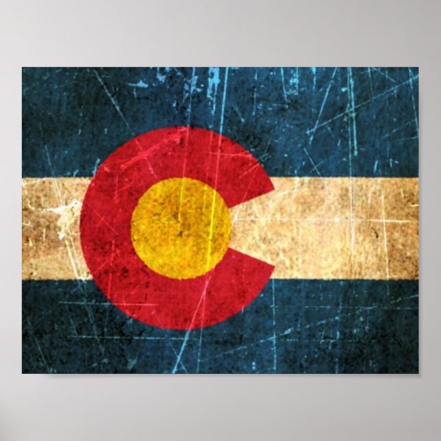 Scuffed and Worn Colorado Flagga Poster (Framsidan)