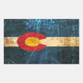 Scuffed and Worn Colorado Flagga Rektangulärt Klistermärke