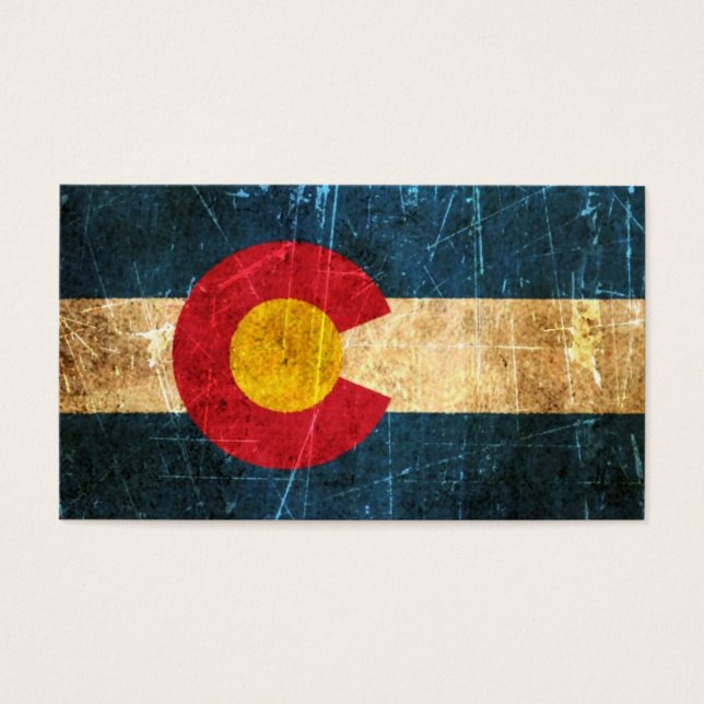 Scuffed and Worn Colorado Flagga Visitkort (Framsidan)