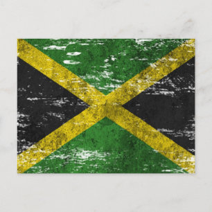 Scuffed and Worn Jamaican Flagga Vykort