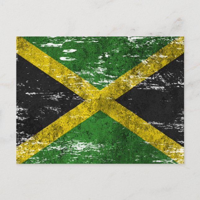 Scuffed and Worn Jamaican Flagga Vykort (Framsida)
