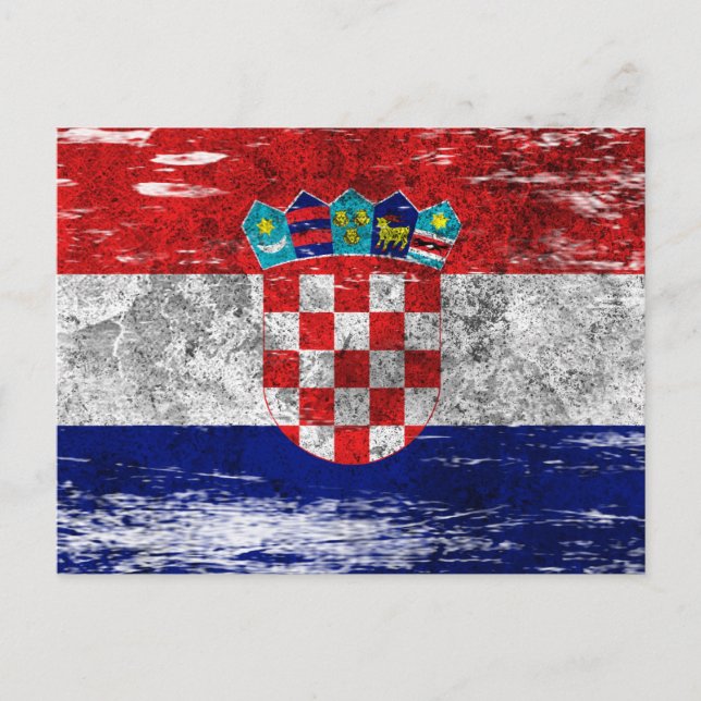 Scuffed and Worn Kroatian Flagga Vykort (Framsida)