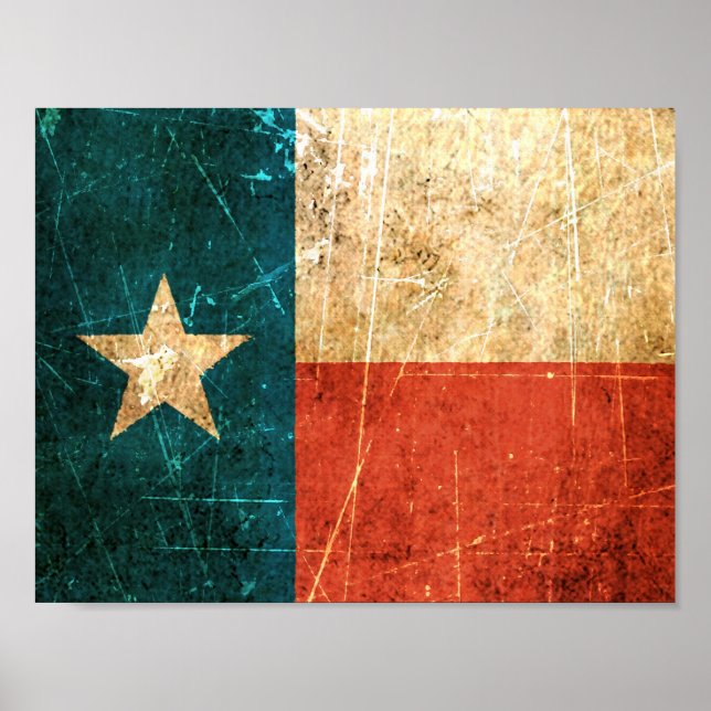 Scuffed and Worn Texas Flagga Poster (Framsidan)