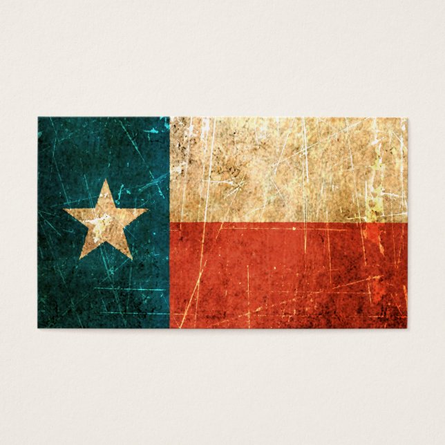 Scuffed and Worn Texas Flagga Visitkort (Framsidan)