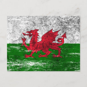 Scuffed and Worn Welsh Flagga Vykort