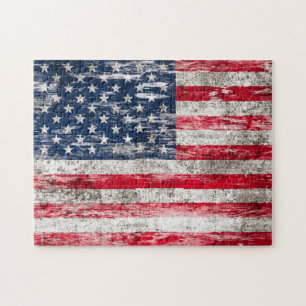 Scuffed och ha på sig amerikanska flaggan pussel