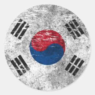Scuffed och ha på sig sydkoreansk flagga runt klistermärke