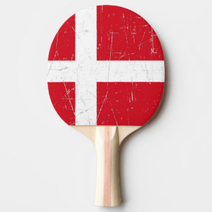 Scuffed och skrapad danskaflagga pingisracket