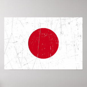Scuffed och skrapad japansk flagga poster