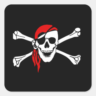 Scull & Crossbones Fyrkantigt Klistermärke