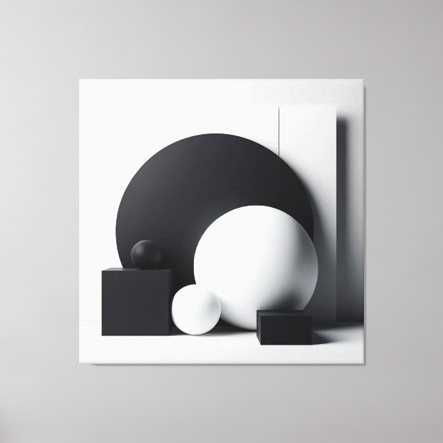 Sculpted Balance – Monochrome Geometry Art Canvastryck (Framsida)
