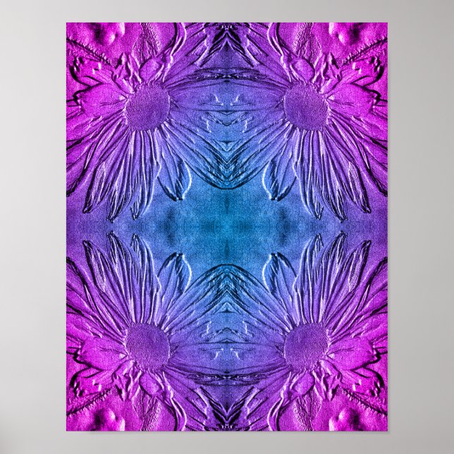 Sculpted Effect Black Eyed Susan Flower Abstrakt Poster (Framsidan)