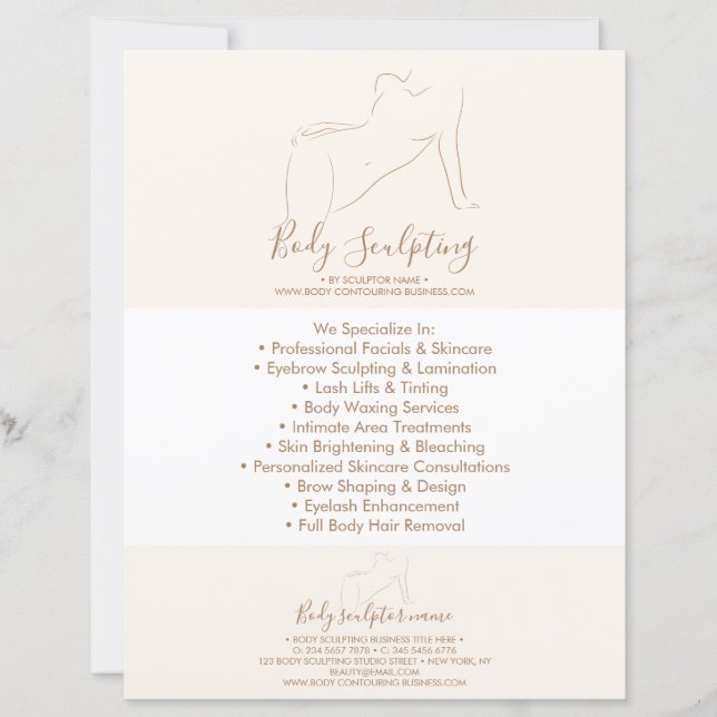 Sculpting Beauty Massage Body Contouring Brochure (Framsida)