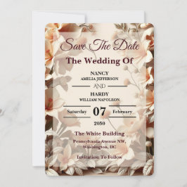 Sculptural Floral Neutral Wedding Save The Date Spara Datumet