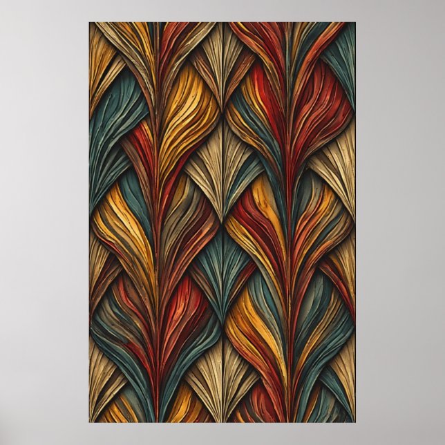 Sculptural Löv: A Vibrant Geometric Composition Poster (Framsidan)