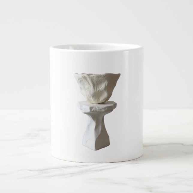 Sculptural Plaster Pedestal Raw Hand-Formed Brutal Jumbo Mugg (Framsidan)