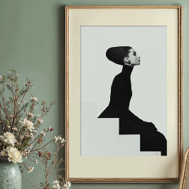 Sculptural Silhouette: Monokrom Mode, hög Poster