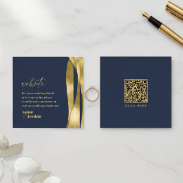 Sculptural Waves Bröllopswebbplats Navy Gold ID131 Tilläggskort