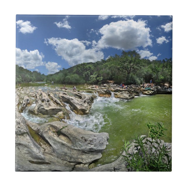 Sculpture Falls Pano - Barton Bäck - Austin Texas Kakelplatta (Framsidan)