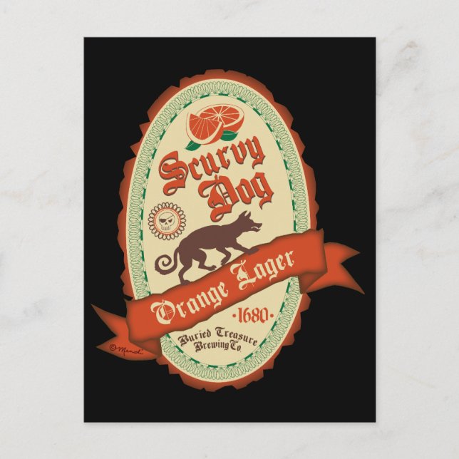 Scurvy Hund Orange Lager Vykort (Framsida)