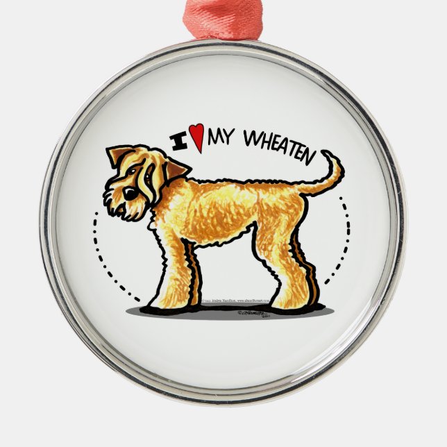 SCWT Wheaten Terrier Älskare Julgransprydnad Metall (Framsidan)