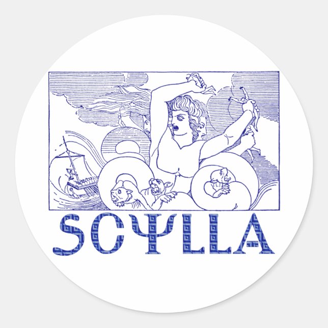 Scylla Runt Klistermärke (Framsida)