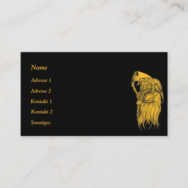 Scythe man - Affärskortet "Döden, Grim Reaper" Visitkort (Framsida)