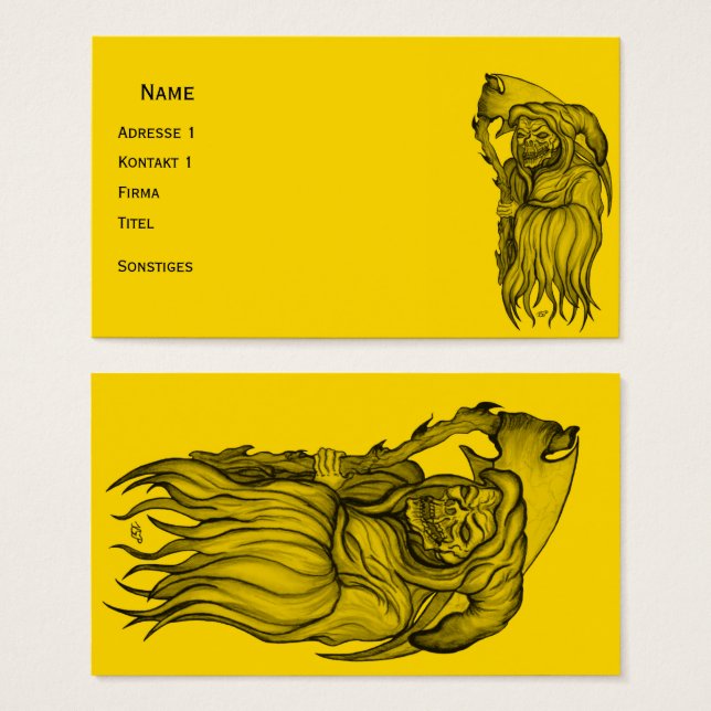 Scythe man - Döden, Grim-regementet Visitkort (Framsida & baksida)