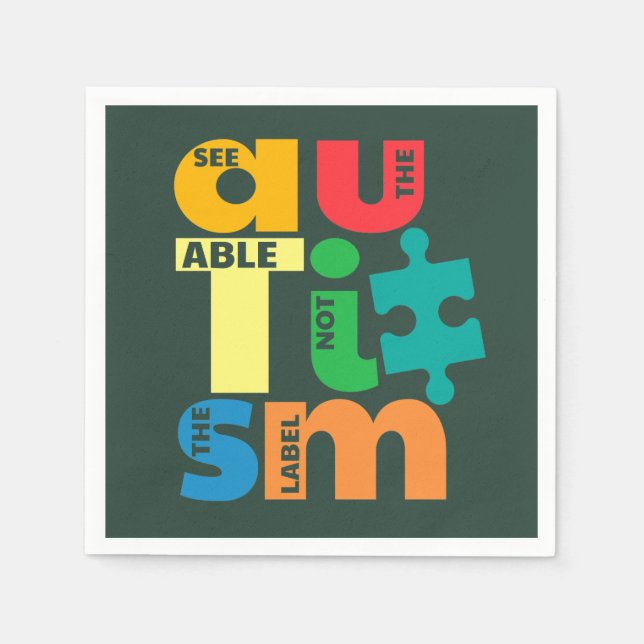 Se Able Not the Label Autism Pappersservett (Framsidan)