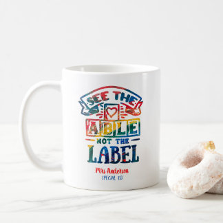 Se Able Not the Label Autism Teacher Kaffemugg