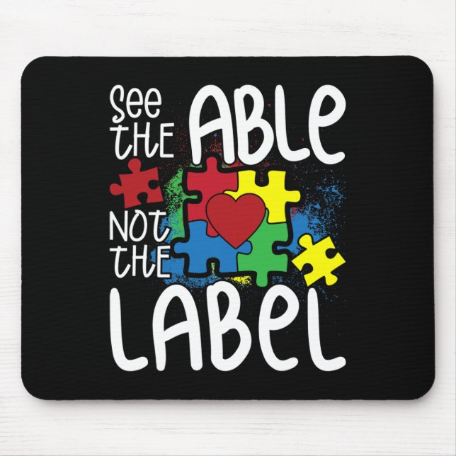 Se Able not the Label Autistic Puzzle Autism Musmatta (Framsidan)