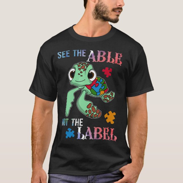 Se Able not the Label Cute Autistic Awarenes T Shirt (Framsida)