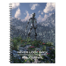 Se aldrig tillbaka. Futuristiskt landskap med robo Anteckningsbok