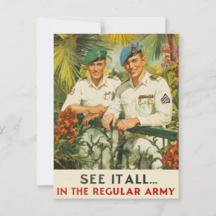 Se allt i den reguljära arméns Vintage Rekrytering Vykort