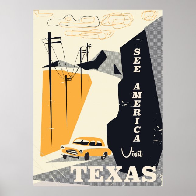 Se America - Texas 1950-talets vintage resor-poste Poster (Framsidan)