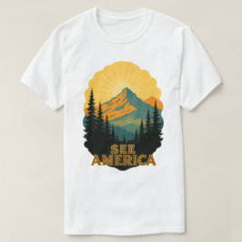 Se America Vintage Mountain Travel Art T Shirt